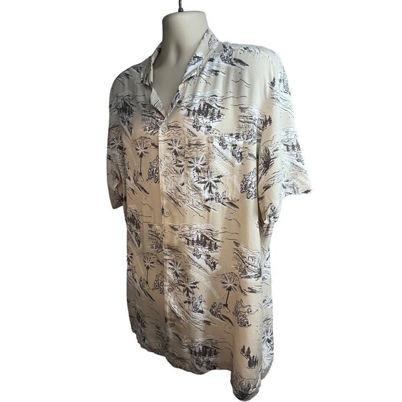 Harley Davidson Motorcycles Retro Floral Beige Hawaiian Button Front Shirt XL - Picture 3 of 8